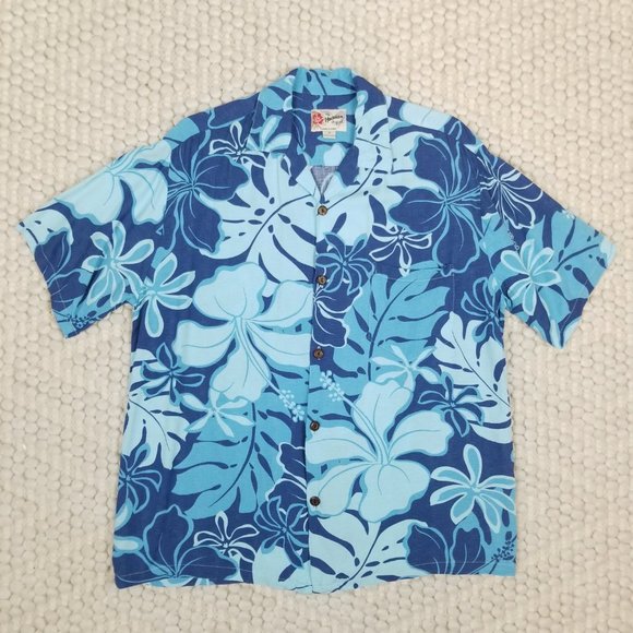 Hilo Hattie Hawaiian Short Sleeve Shirt Blue Sz Medium - Picture 5 of 9